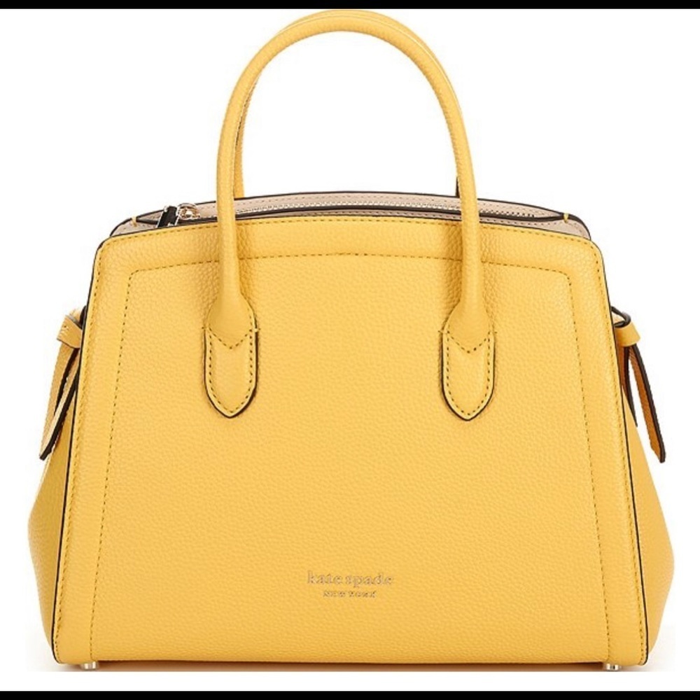 Kate Spade New York Knott Lemon Yellow Pebbled Leather Medium Satchel Crossbody